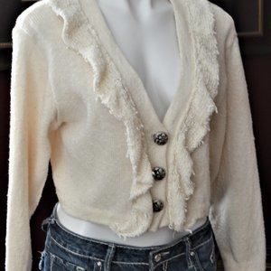 SAGE CREEK BY LIZ ENCE WOMEN'S M CARDIGAN SWEATER CROPPED CREAM